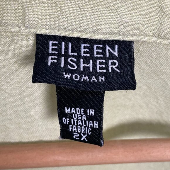 Eileen Fisher Top Long Sleeve Button-Up Pocket Single Pocket Pale Lime Green 2X - Picture 3 of 16